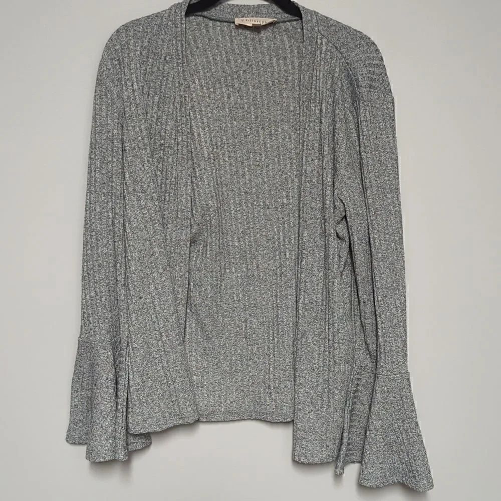 Philosophy Gray Ribbed Open Front Cardigan